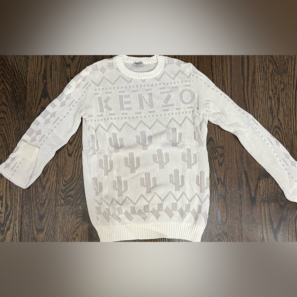 Kenzo Cotton- Blend Cactus Sweater, Cream White